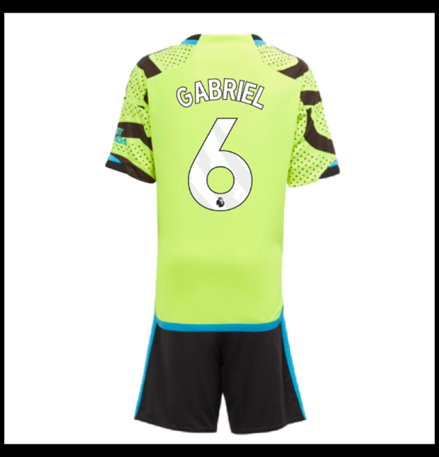 Nogometni Dres Arsenal 2023-24 Dječji GABRIEL #6 Gostujući Komplet