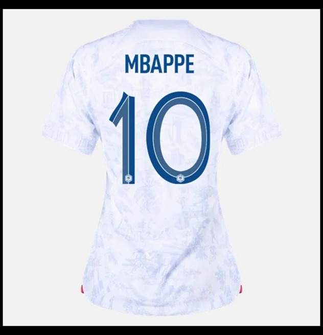 Nogometni Dres Francuska Svjetsko Prvenstvo 2022 Ženska MBAPPE #10 Gostujući Komplet
