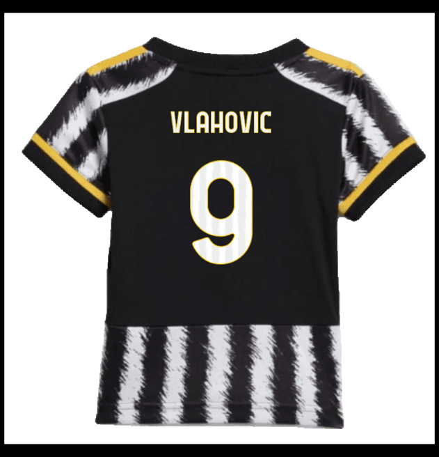 Nogometni Dres Juventus 2023-24 Dječji VLAHOVIC #9 Domaći Komplet