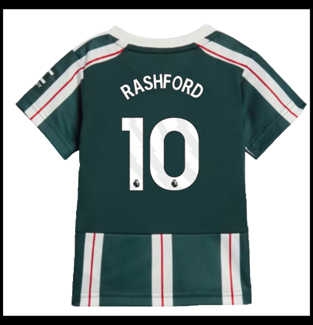 Nogometni Dres Manchester United 2023-24 Dječji RASHFORD #10 Gostujući Komplet