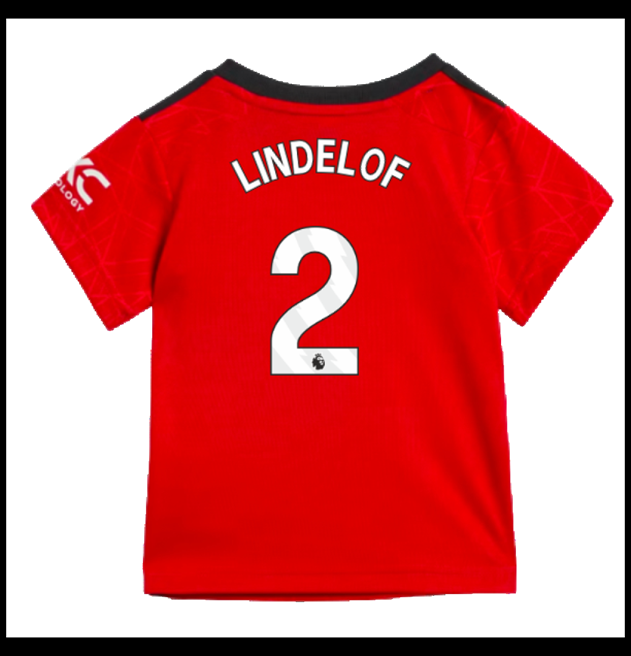 Nogometni Dres Manchester United 2023-24 Dječji LINDELOF #2 Domaći Komplet