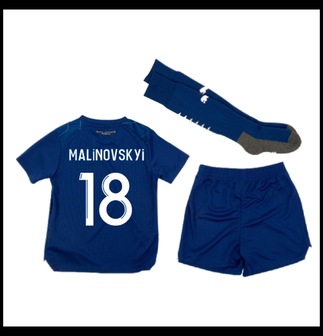 Nogometni Dres Olympique de Marseille 2023-24 Dječji MALINOVSKYI #18 Gostujući Komplet