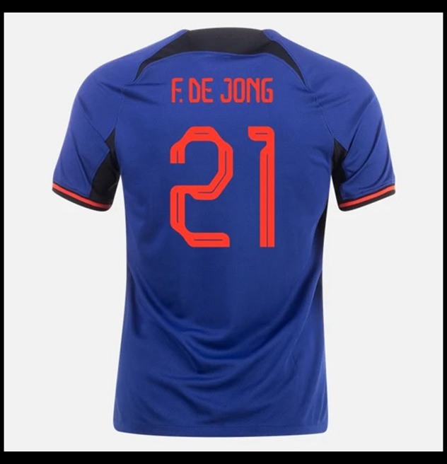 Nogometni Dres Nizozemska Svjetsko Prvenstvo 2022 F DE JONG #21 Gostujući Komplet