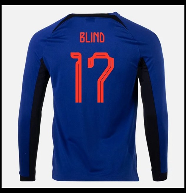 Nogometni Dres Nizozemska Svjetsko Prvenstvo 2022 Dugim Rukavima BLIND #17 Gostujući Komplet