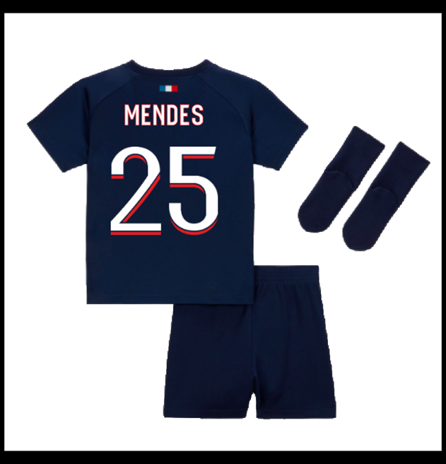 Nogometni Dres Paris Saint Germain PSG 2023-24 Dječji MENDES #25 Domaći Komplet