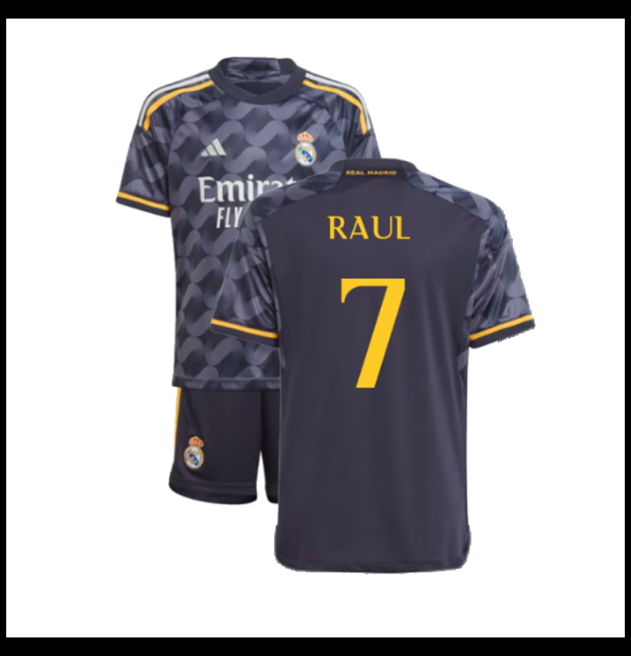 Nogometni Dres FC Real Madrid 2023-24 Dječji RAUL #7 Gostujući Komplet