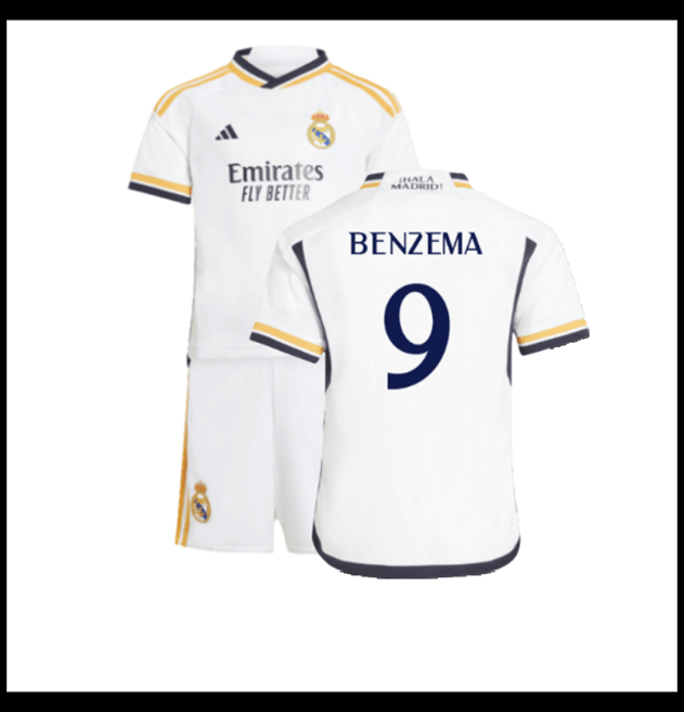 Nogometni Dres FC Real Madrid 2023-24 Dječji BENZEMA #9 Domaći Komplet