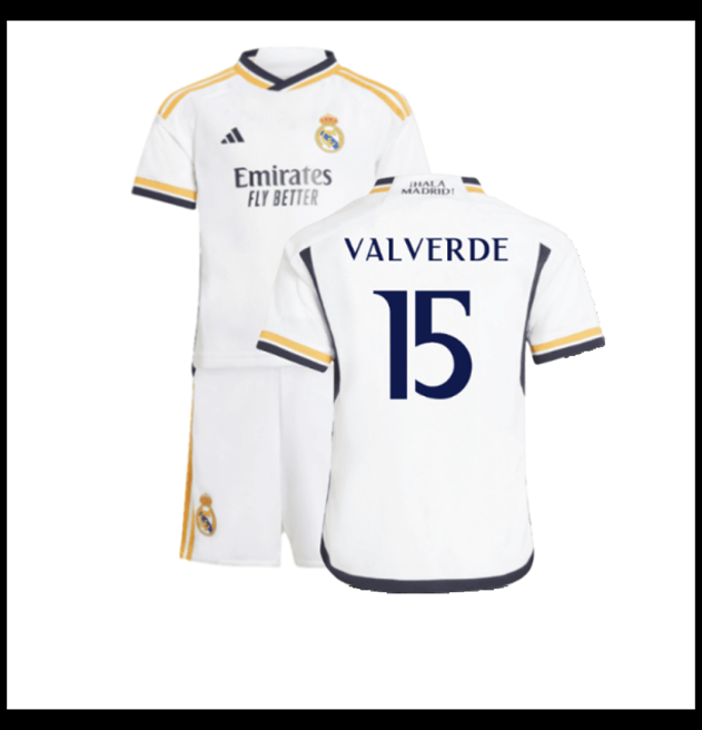 Nogometni Dres FC Real Madrid 2023-24 Dječji VALVERDE #15 Domaći Komplet